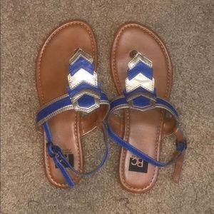 BC Sandals Blue and Gold Chevron